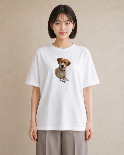 デザインTシャツ レディース ラブラドールレトリバー 犬 いぬ イラスト 韓国風 休日 ペアコーデ 白T