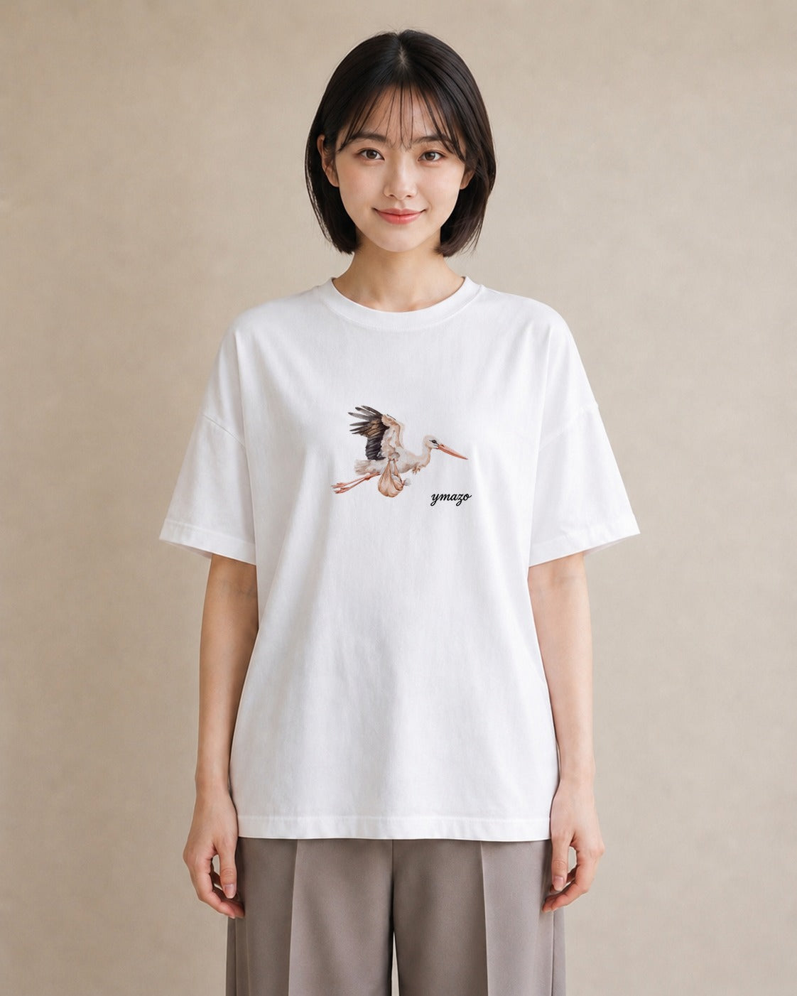 プリントTシャツ レディース 折り鶴 折り紙 ナチュラル アンティーク イラスト フェミニン ラフ レイヤード 白T