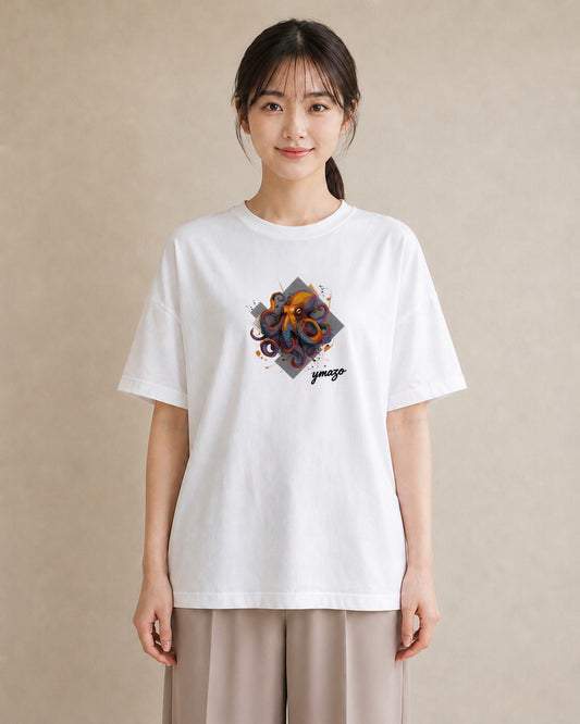 半袖Tシャツ レディース タコ 海の生き物 海 イラスト 普段使い デート 帰省 白T