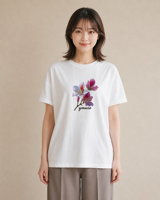 Tシャツ レディース 花 花柄 イラスト カジュアル 敬老の日 ホワイトデー 白T