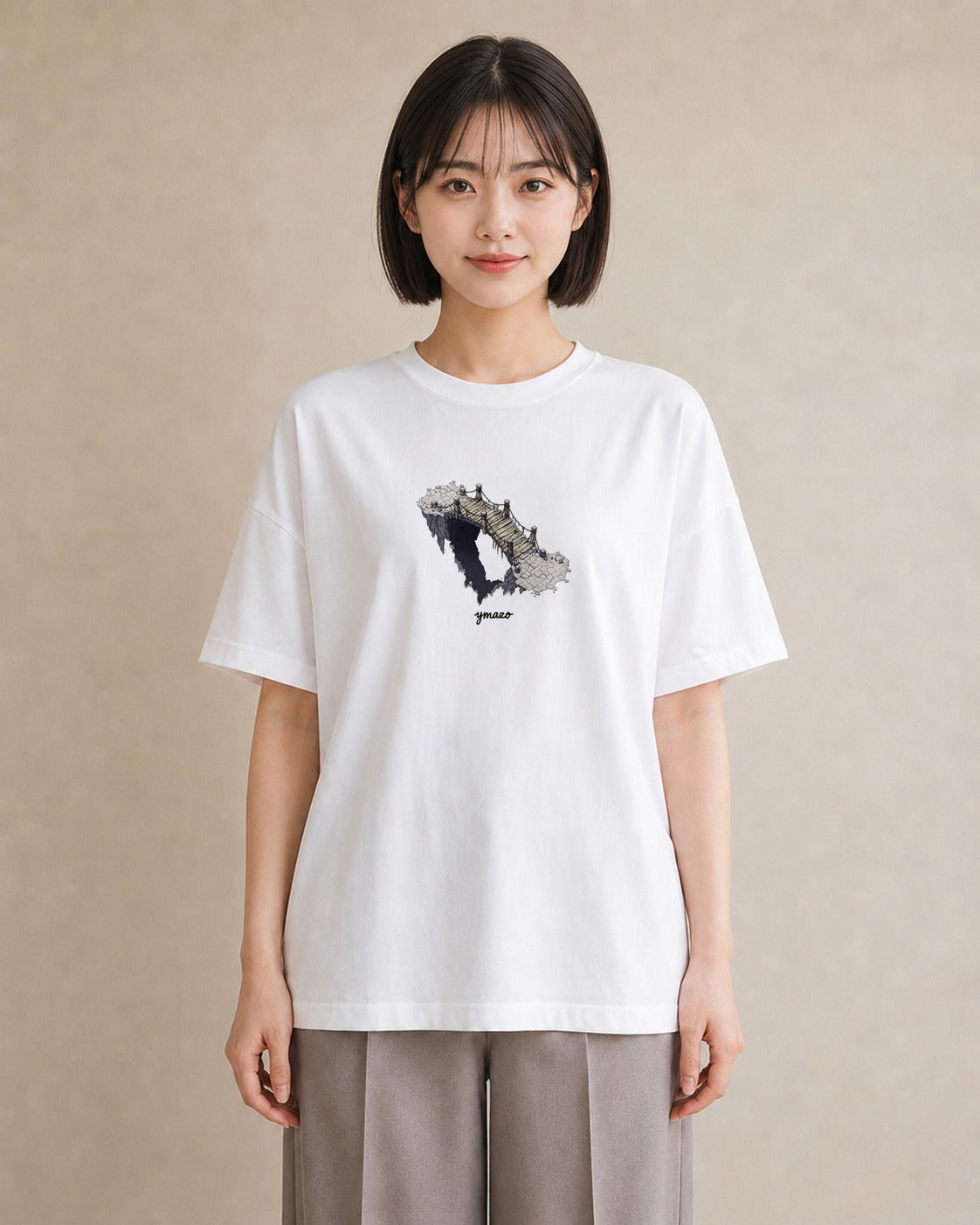 Tシャツ レディース 桟橋 水辺 波止場 ナチュラル アンティーク イラスト お洒落 帰省 ラフ 白T