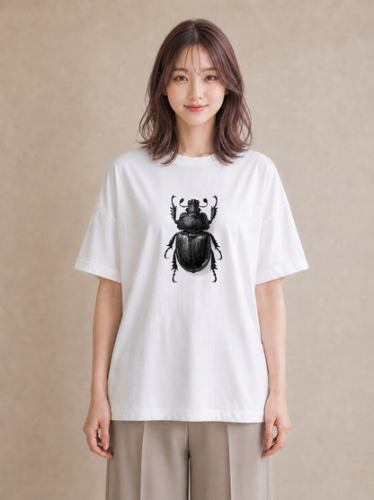 Tシャツ レディース カブトムシ 昆虫 虫 イラスト 普段使い 買い物 夏コーデ 白T