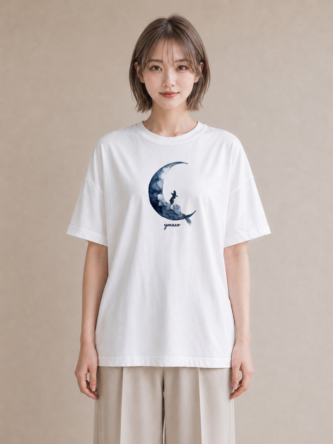 半袖Tシャツ レディース 三日月 星空 宇宙 イラスト ボタニカル お出かけ 普段着 白T