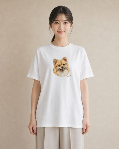プリントTシャツ レディース ポメラニアン ポメ 犬 いぬ イラスト ボタニカル 週末コーデ 敬老の日 白T