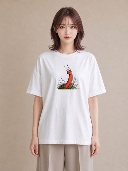 Tシャツ レディース チンアナゴ 海の生き物 海 イラスト カフェコーデ 20代 カジュアルコーデ 白T