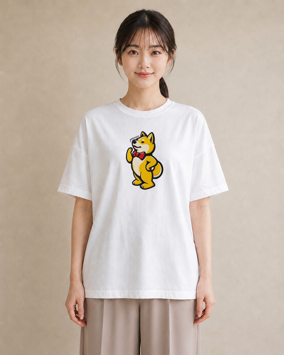 プリントTシャツ レディース 柴犬 しばいぬ 犬 いぬ イラスト 手描き風 在宅 公園 白T