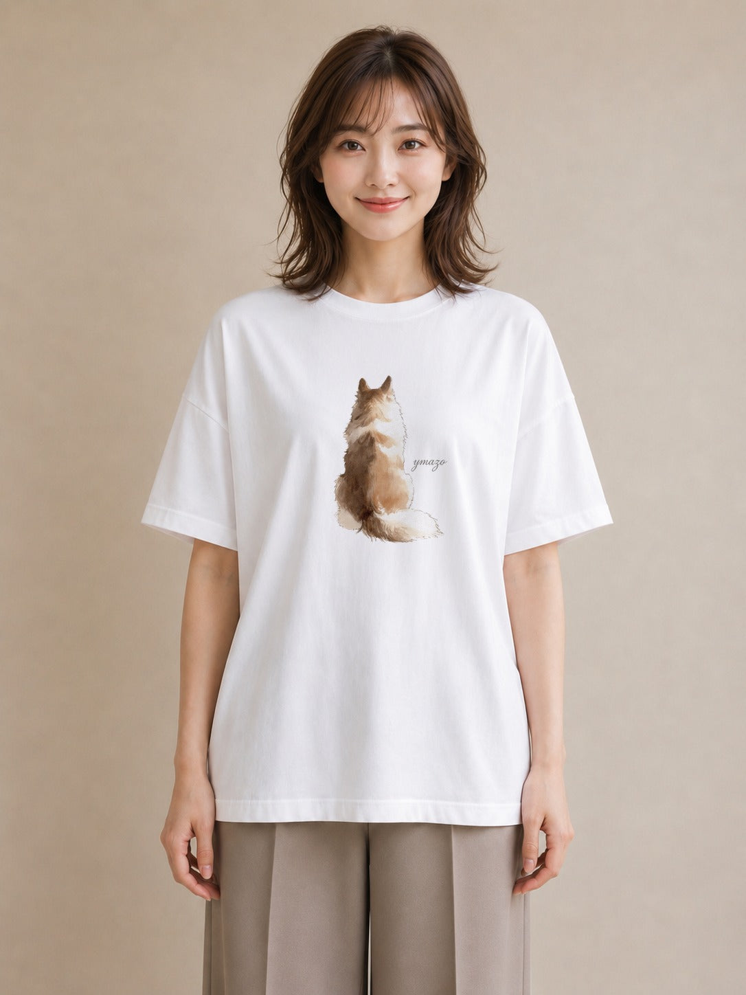 グラフィックTシャツ レディース 保護犬 犬 いぬ イラスト ラフ カジュアルコーデ 買い物 白T