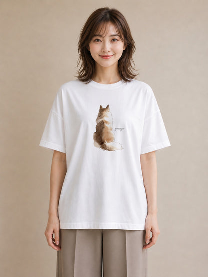 グラフィックTシャツ レディース 保護犬 犬 いぬ イラスト ラフ カジュアルコーデ 買い物 白T