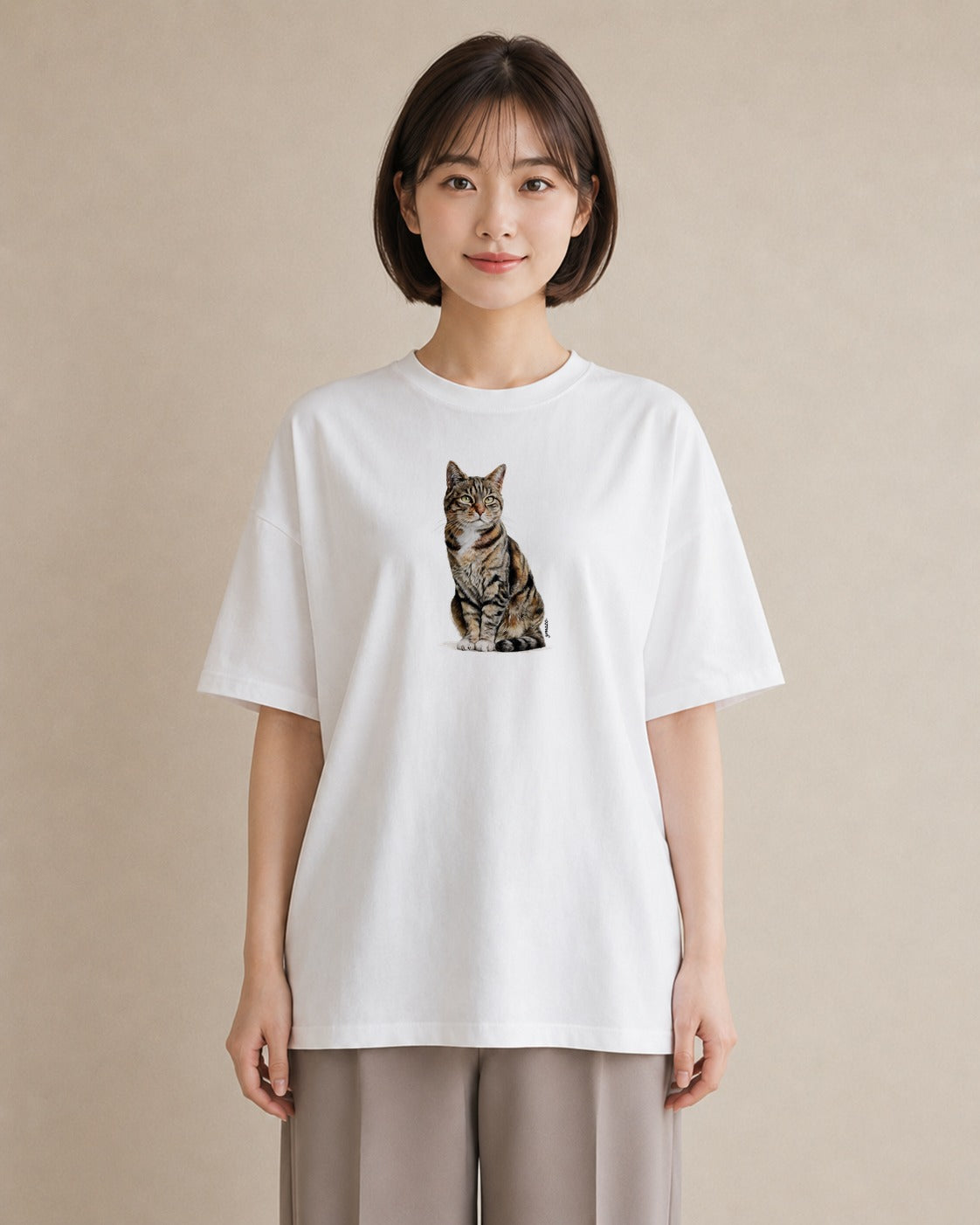 デザインTシャツ レディース ソマリ 猫 ねこ イラスト フェミニン 春コーデ 姉妹 白T