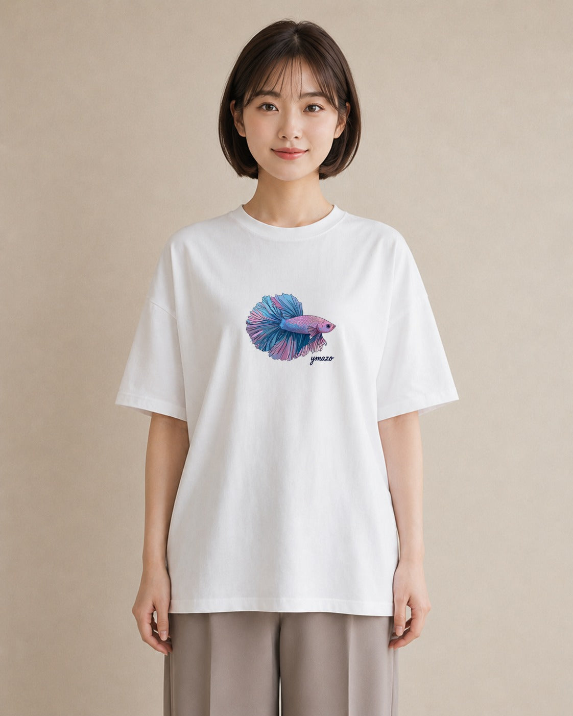プリントTシャツ レディース 熱帯魚 海の生き物 海 イラスト アート風 ホワイトデー 春服 白T