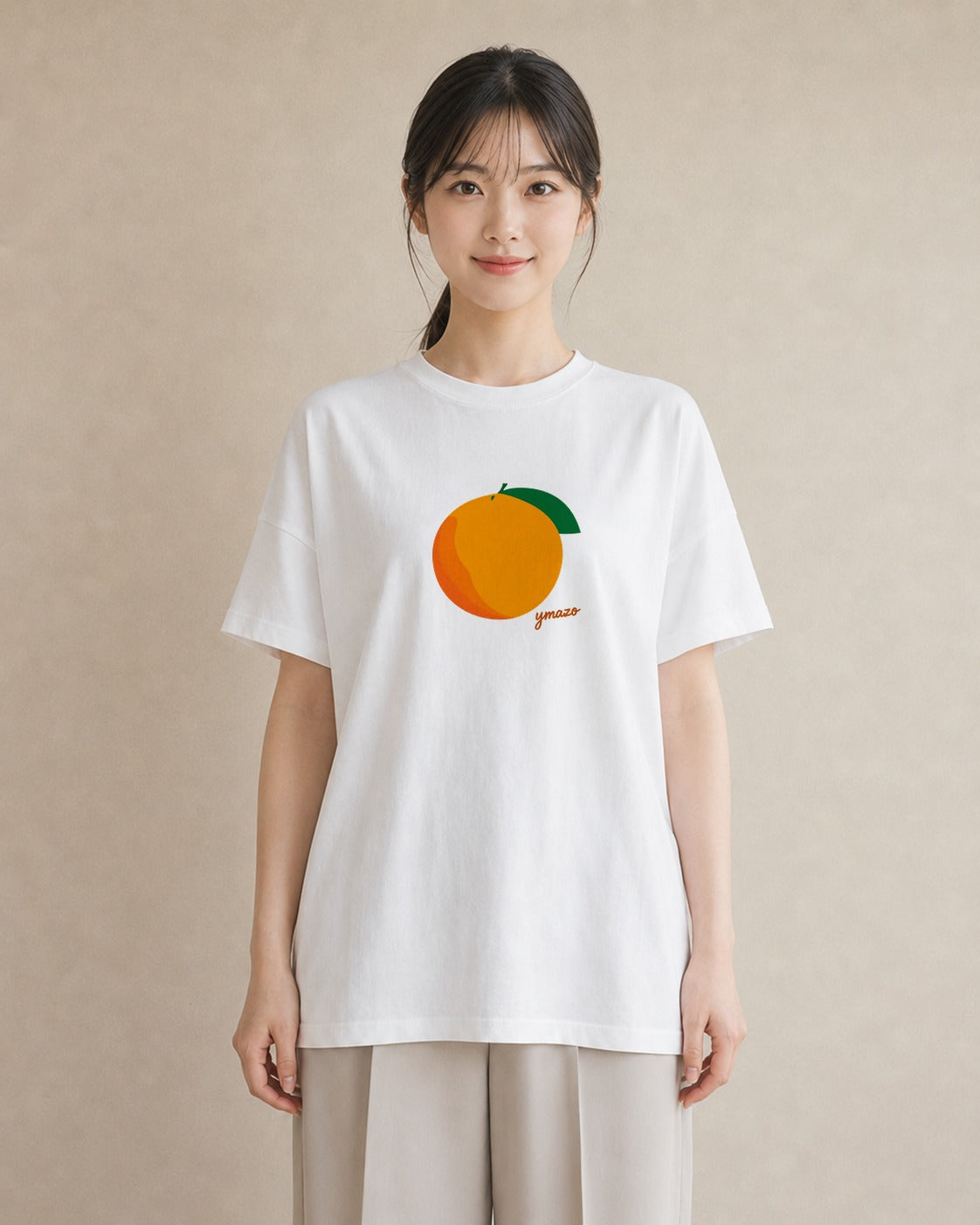 デザインTシャツ レディース みかん 食べ物 フード イラスト ラフ ルームウェア ギフト 白T