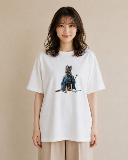 プリントTシャツ レディース ジャーマンシェパード 犬 いぬ イラスト 旅行コーデ 自分用 ルームウェア 白T