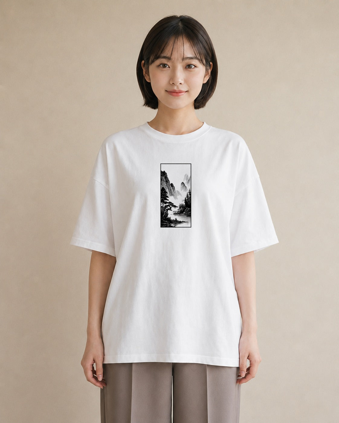 プリントTシャツ レディース 桟橋 水辺 波止場 ナチュラル アンティーク イラスト シック 誕生日プレゼント 綿100 白T