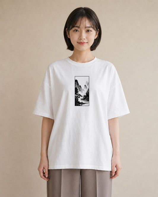 プリントTシャツ レディース 桟橋 水辺 波止場 ナチュラル アンティーク イラスト シック 誕生日プレゼント 綿100 白T