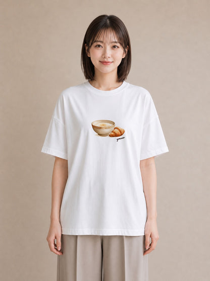 Tシャツ レディース 食パン 食べ物 フード イラスト 水彩風 自分用 ルームウェア 白T
