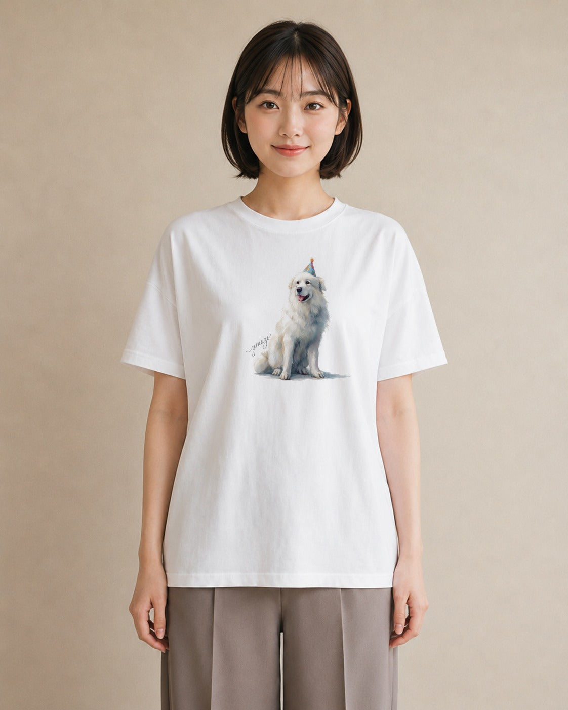 デザインTシャツ レディース 黒柴 犬 いぬ イラスト 淡色 レイヤード 友達ギフト 白T