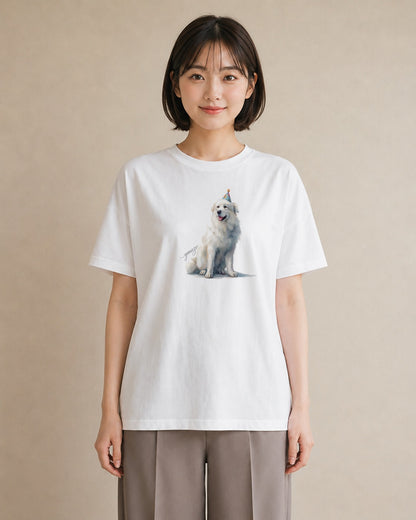 デザインTシャツ レディース 黒柴 犬 いぬ イラスト 淡色 レイヤード 友達ギフト 白T