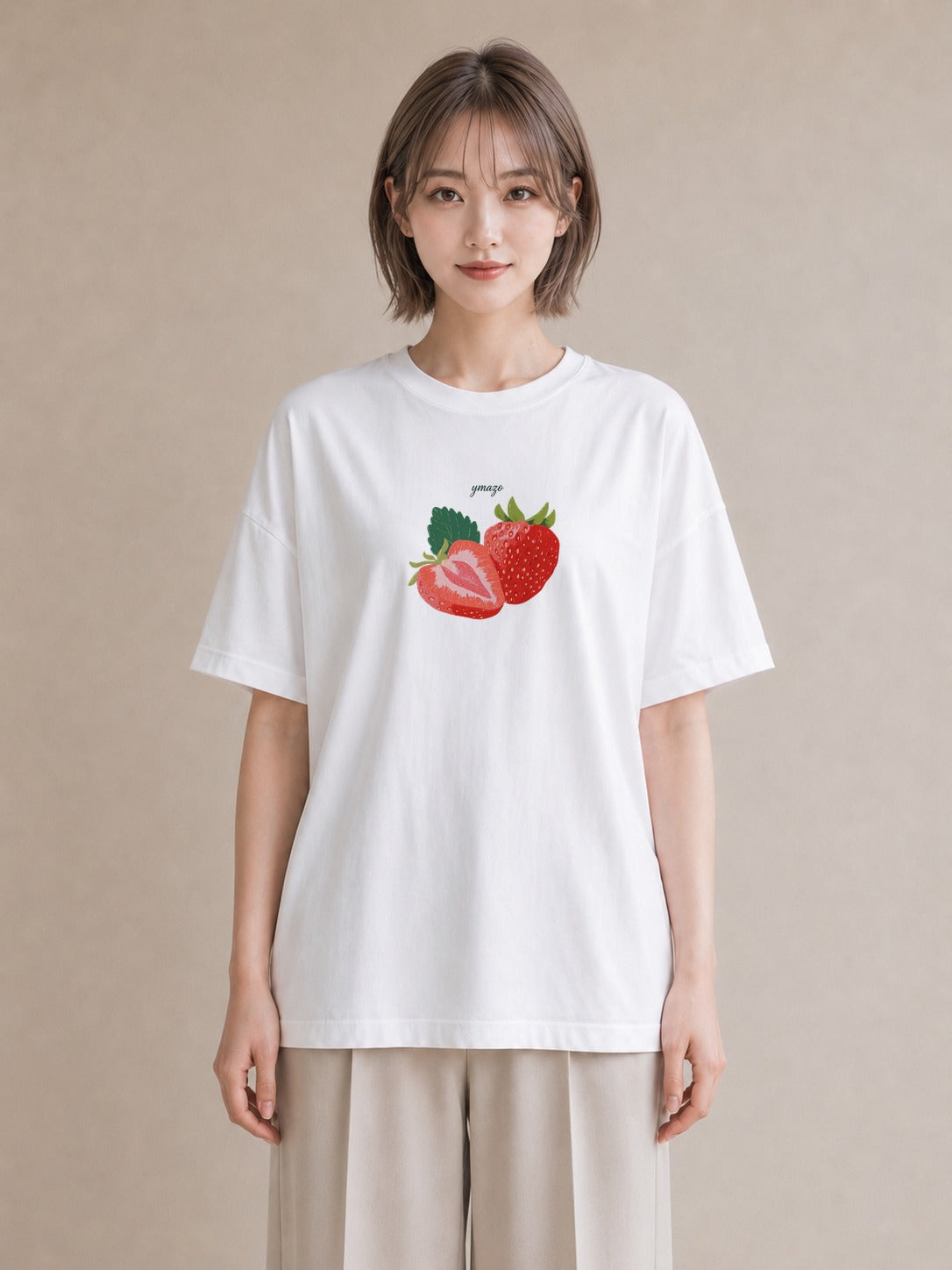 半袖Tシャツ レディース ショートケーキ 食べ物 フード イラスト ラフ レイヤード 友達ギフト 白T