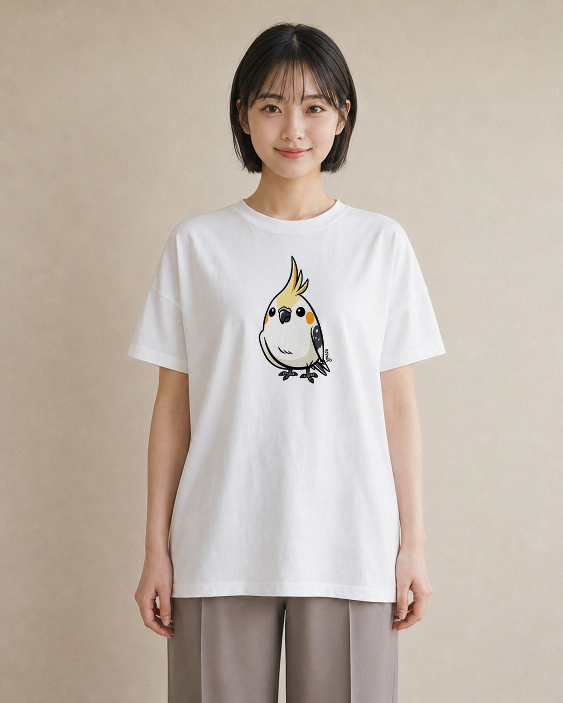 Tシャツ レディース オカメインコ ペット 動物 イラスト 韓国風 デート 帰省 白T
