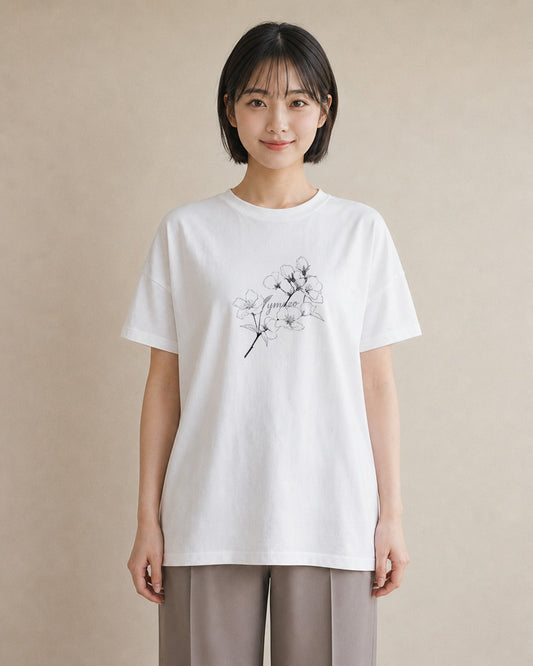 プリントTシャツ レディース さくら 桜 桜の枝 イラスト シンプル ルームウェア ギフト 白T