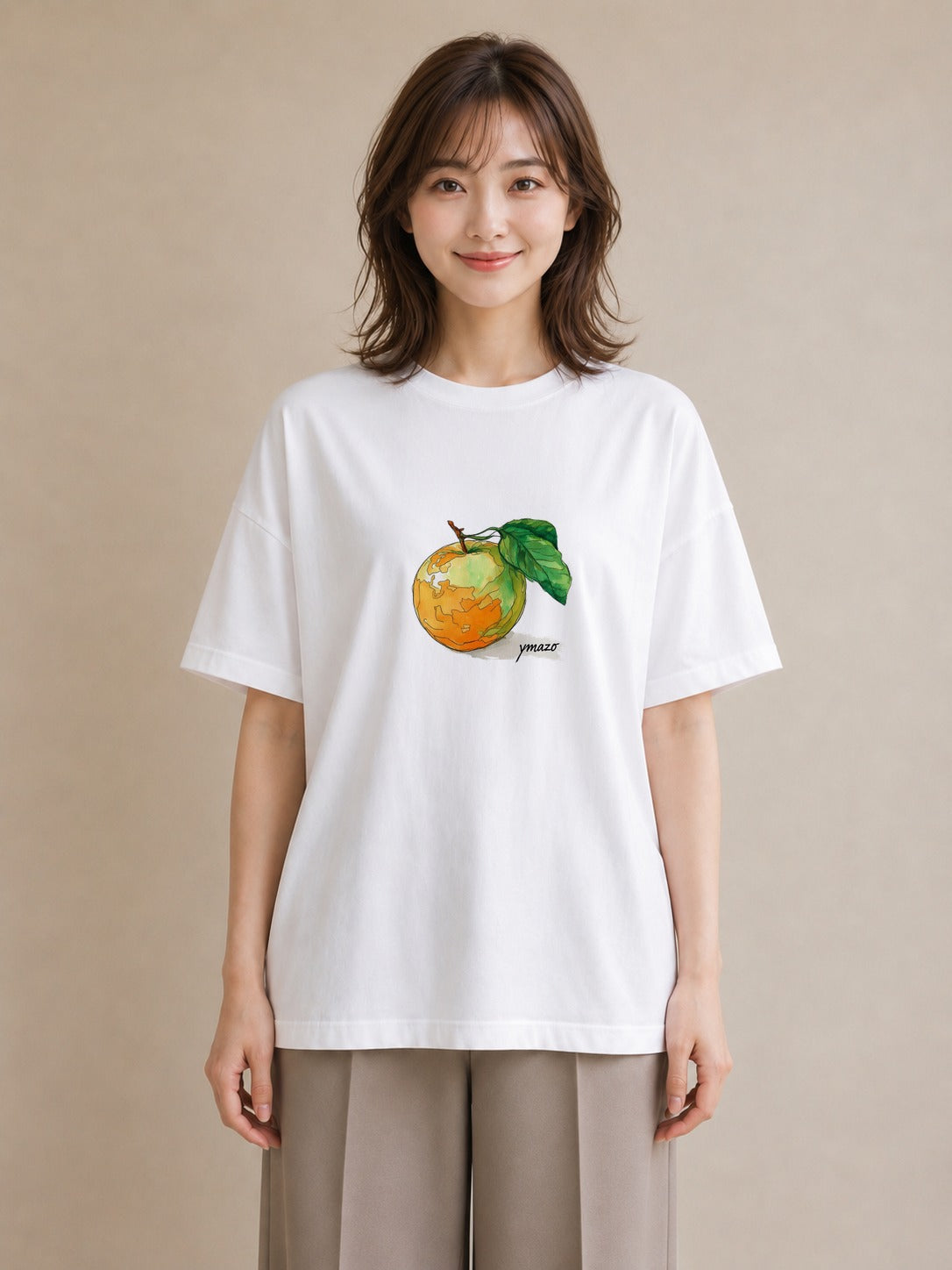 プリントTシャツ レディース もも 食べ物 フード イラスト シック 春コーデ 姉妹 白T