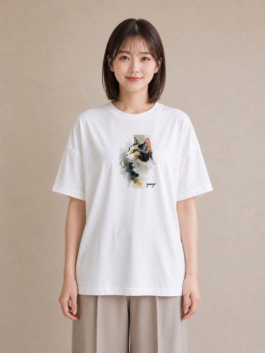 半袖Tシャツ レディース 靴下猫 猫 ねこ イラスト アート風 帰省 ラフ 白T