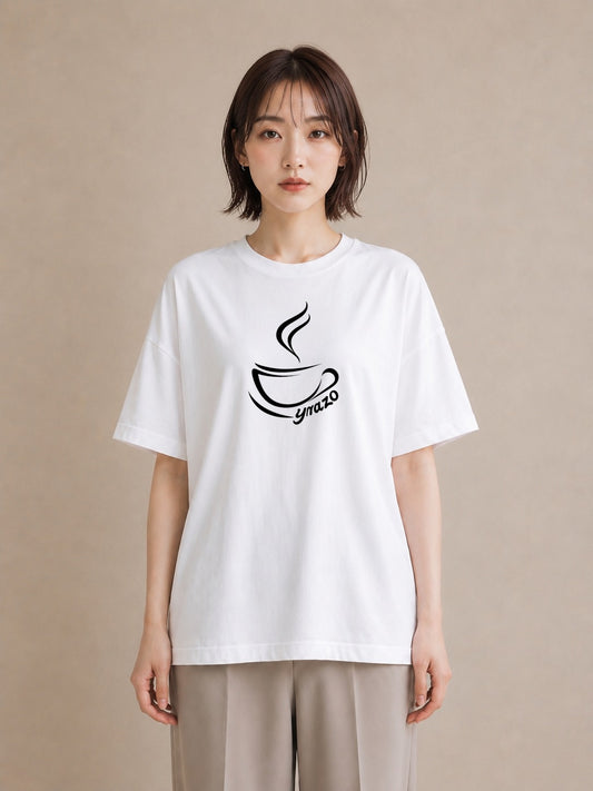 グラフィックTシャツ レディース コーヒー カフェ 珈琲 イラスト ミニマル 通勤 在宅 白T