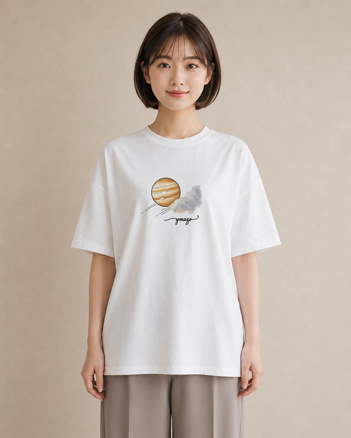 グラフィックTシャツ レディース プラネット 星空 宇宙 イラスト 線画 女性向けギフト 散歩 白T
