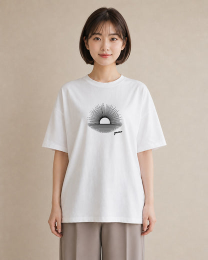 デザインTシャツ レディース 海 リゾート 夏 イラスト シック 母娘コーデ 自分用 白T