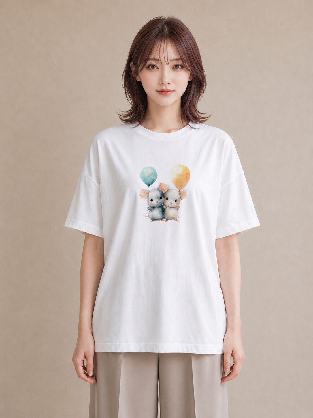 Tシャツ レディース チンチラ ペット 動物 イラスト 普段使い 姉妹 送別ギフト 白T