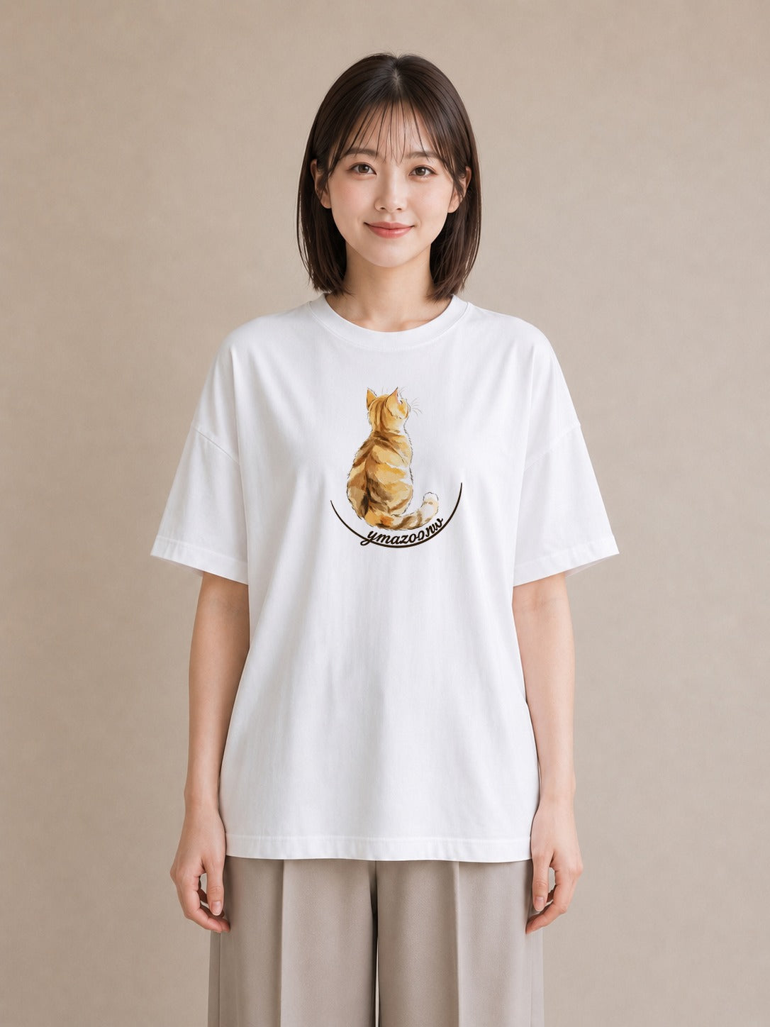 グラフィックTシャツ レディース 猫 ねこ イラスト 線画 海 カフェ巡り 白T