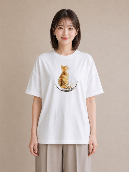 グラフィックTシャツ レディース 猫 ねこ イラスト 線画 海 カフェ巡り 白T