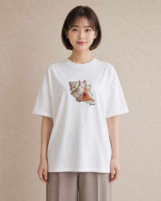 デザインTシャツ レディース ヤドカリ 海の生き物 海 イラスト ミニマル カフェ服 クリスマス 白T