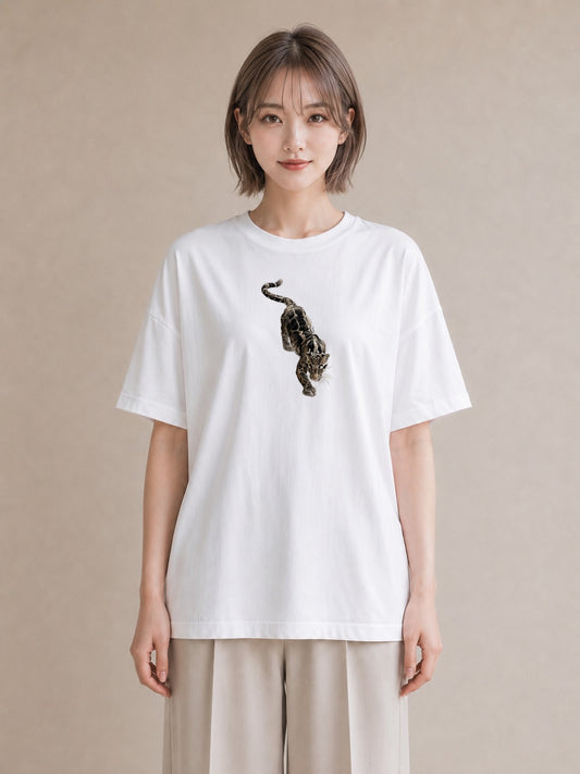 半袖Tシャツ レディース ベンガル 猫 ねこ イラスト カフェコーデ ペアコーデ 秋コーデ 白T