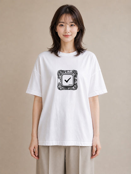 プリントTシャツ レディース 手鏡 アンティーク レトロ ナチュラル イラスト お洒落 通勤 在宅 白T