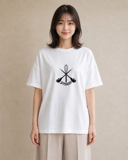 グラフィックTシャツ レディース 手鏡 アンティーク レトロ ナチュラル イラスト 淡色 レイヤード 友達ギフト 白T