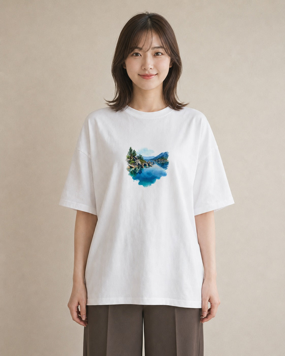 プリントTシャツ レディース 桟橋 水辺 波止場 ナチュラル アンティーク イラスト お洒落 秋コーデ おしゃれギフト 白T