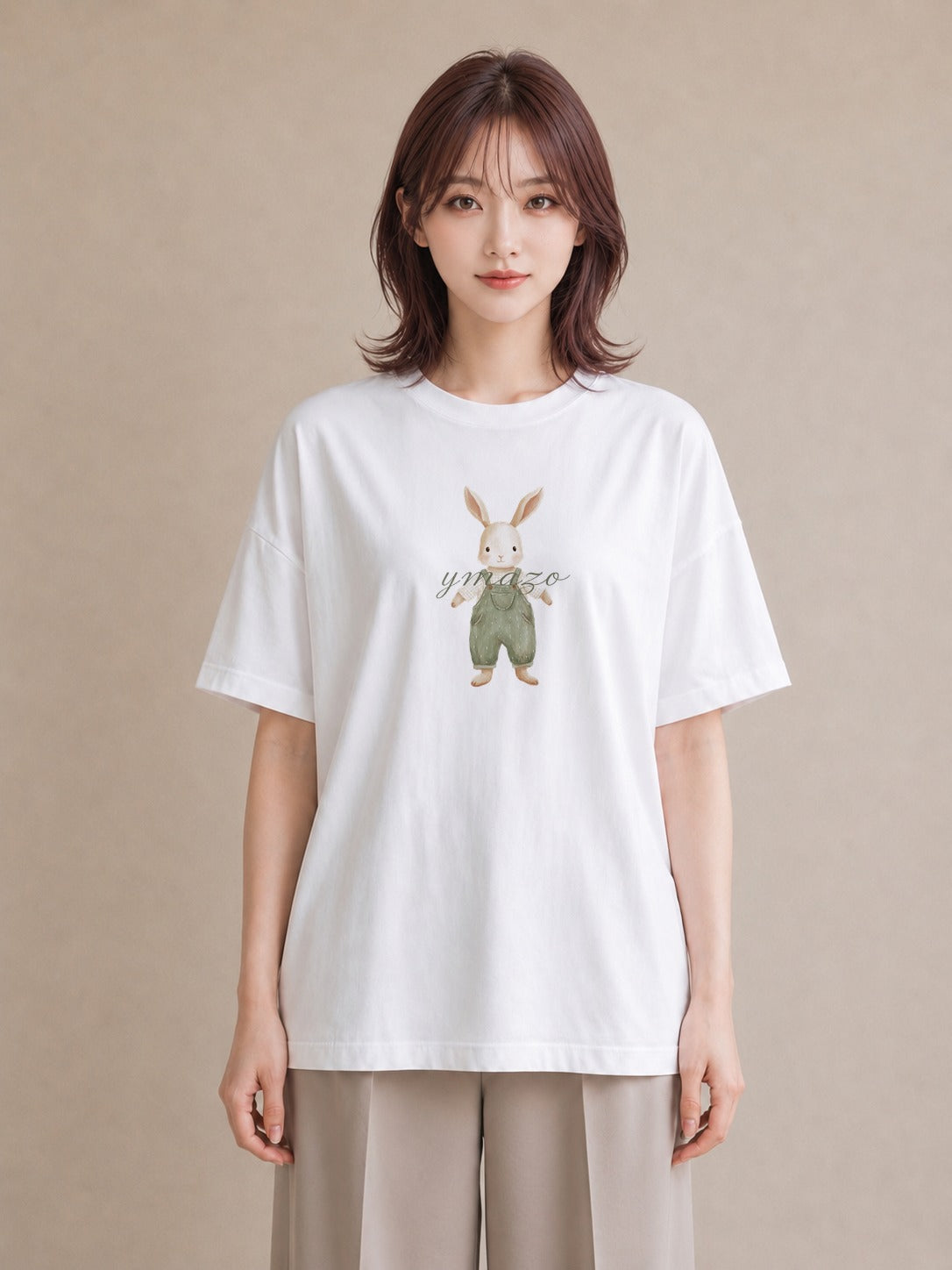 プリントTシャツ レディース うさちゃん ペット 動物 イラスト こなれ感 お出かけ 普段着 白T
