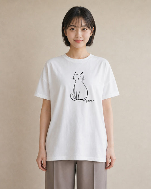 Tシャツ レディース 猫 ねこ ネコ イラスト カジュアル お揃い 親子 白T