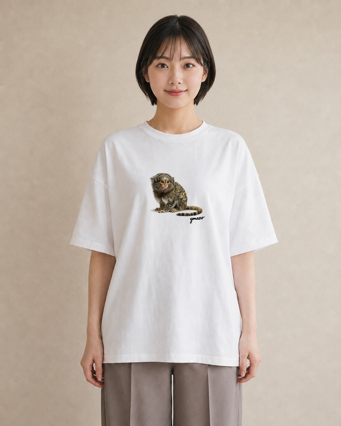 Tシャツ レディース ロボロフスキー ペット 動物 イラスト ヴィンテージ風 通勤 在宅 白T