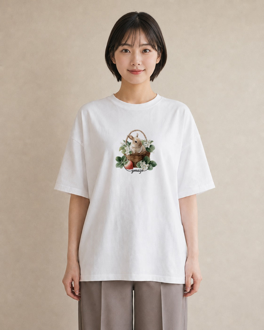 プリントTシャツ レディース ネザーランドドワーフ ペット 動物 イラスト カフェコーデ お揃い 親子 白T