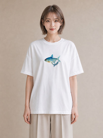 プリントTシャツ レディース 金魚 ペット 動物 イラスト ポップ 旅行用 海 白T