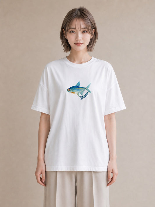 プリントTシャツ レディース 金魚 ペット 動物 イラスト ポップ 旅行用 海 白T