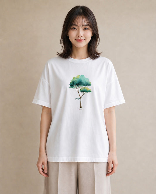 半袖Tシャツ レディース 森 植物 ボタニカル イラスト こなれ感 姉妹 送別ギフト 白T