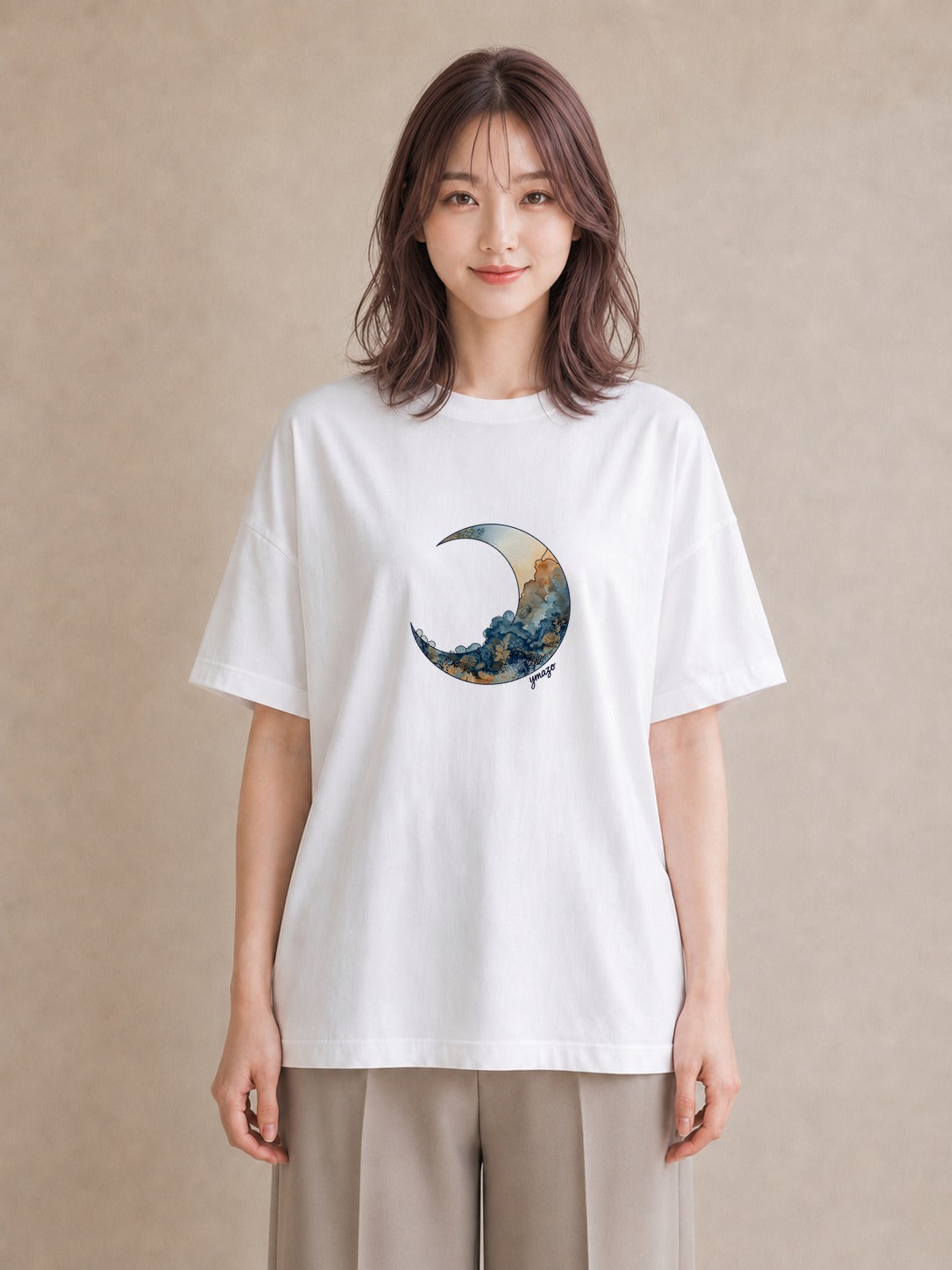 グラフィックTシャツ レディース 星空 宇宙 イラスト 普段使い 普段着 週末コーデ 白T
