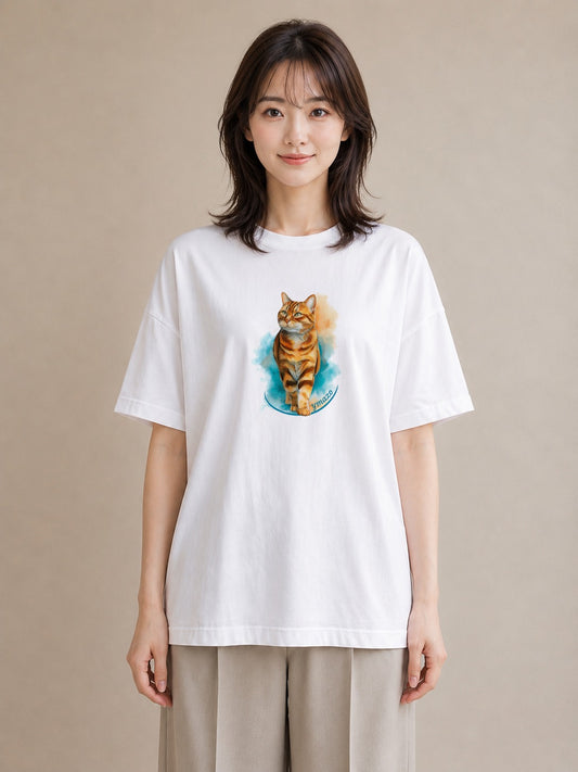 グラフィックTシャツ レディース エキゾチックショートヘア 猫 ねこ イラスト 北欧風 女子会 お揃い 白T