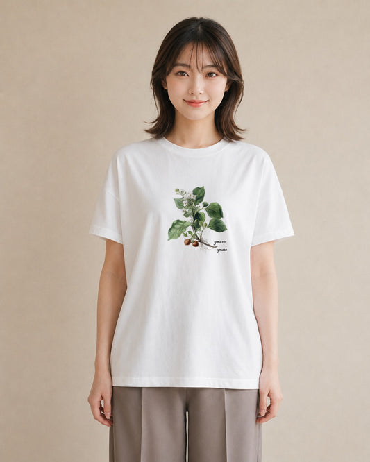 グラフィックTシャツ レディース 金木犀 花 花柄 イラスト きれいめカジュアル 部屋着 女性向けギフト 白T