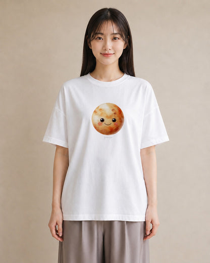 半袖Tシャツ レディース 月 星空 宇宙 イラスト 旅行コーデ ラフ レイヤード 白T