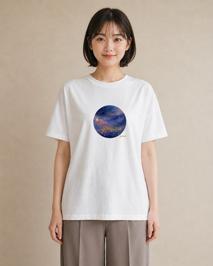 デザインTシャツ レディース 蠍座 星空 宇宙 イラスト ユニーク ペアコーデ 秋コーデ 白T