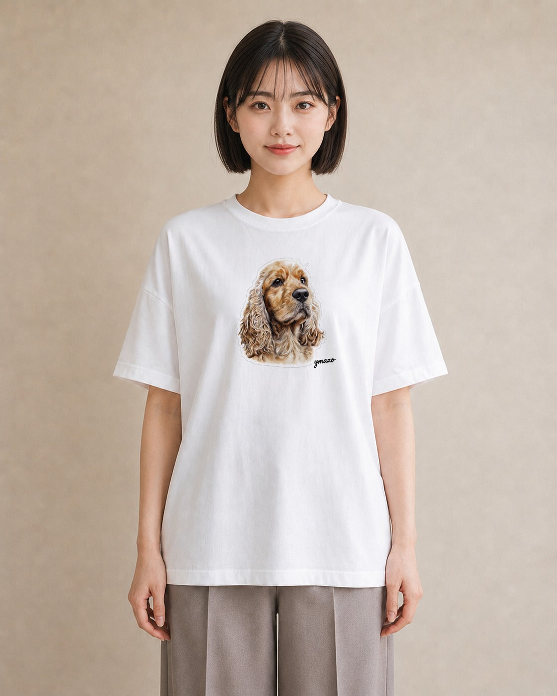 グラフィックTシャツ レディース 白柴 犬 いぬ イラスト 水彩風 春服 ミセス 白T